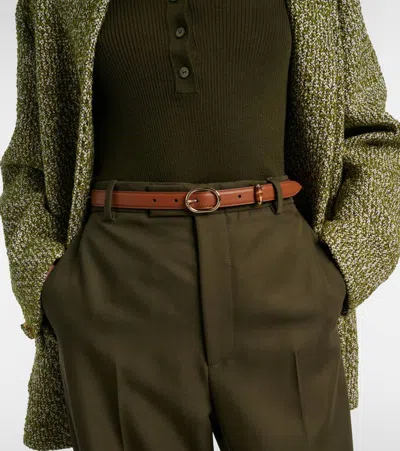 Gucci Bamboo Leather Belt In Brown