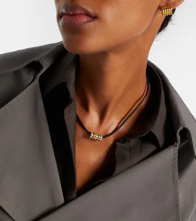 Dehanche Déhanche Hollyhock Leather And Sterling Silver Necklace In Black