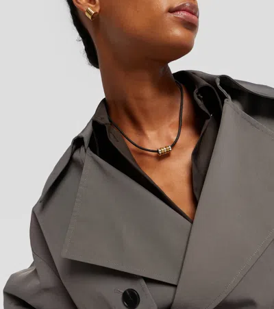 Dehanche Déhanche Hollyhock Leather And Sterling Silver Necklace In Black