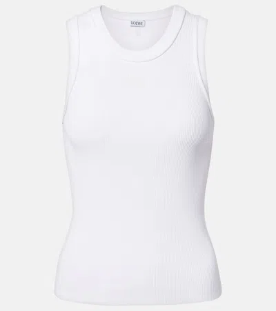 Loewe Ribbed Top With Anagram Embroidery In White