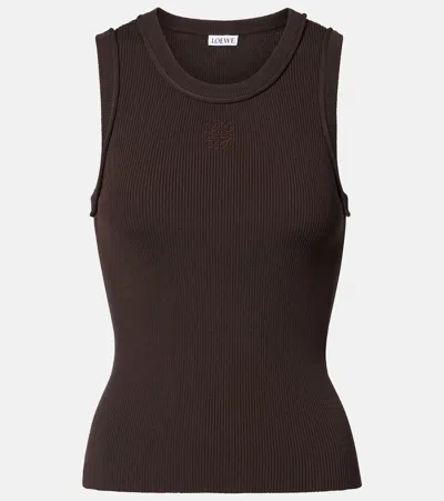 Loewe Ribbed Viscose-blend Tank Top In Brown