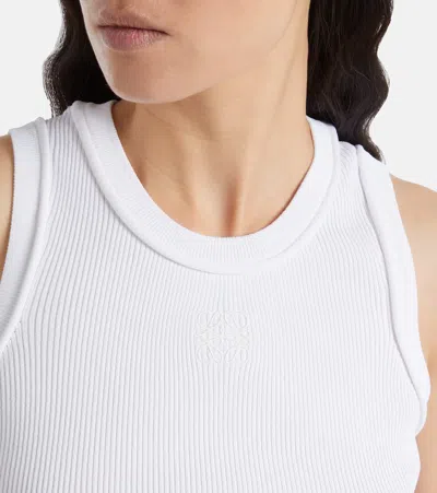 Loewe Ribbed Top With Anagram Embroidery In White