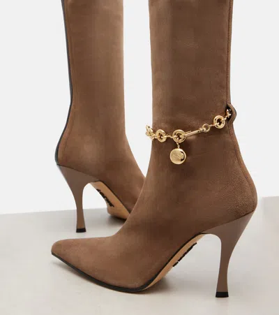 Loewe Comic Leather And Suede Knee-high Boots In Brown