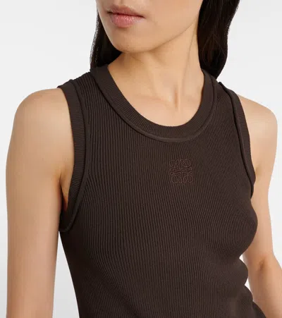 Loewe Ribbed Viscose-blend Tank Top In Brown