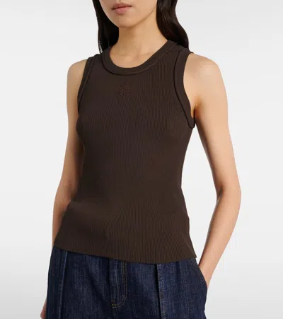 Loewe Ribbed Viscose-blend Tank Top In Brown