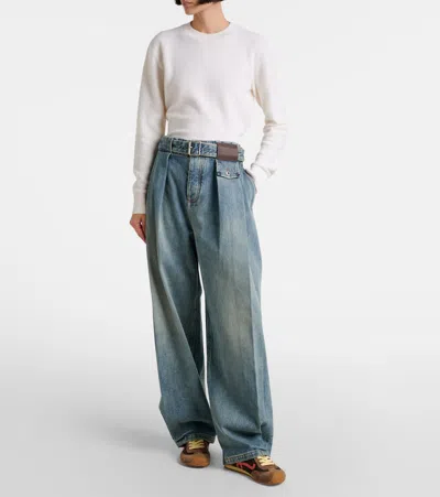 Loewe Pleated Wide-leg Jeans In Blue