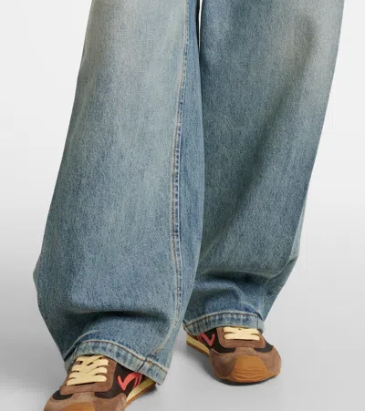 Loewe Pleated Wide-leg Jeans In Blue