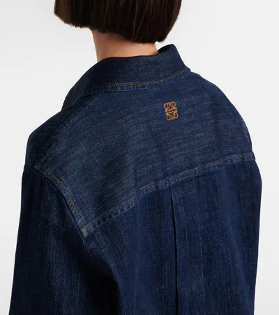 Loewe Gathered Denim Shirt In Blue