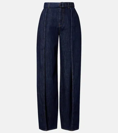 Loewe Belted High-rise Wide-leg Jeans In Blue