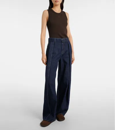 Loewe Belted High-rise Wide-leg Jeans In Blue
