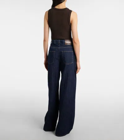 Loewe Belted High-rise Wide-leg Jeans In Blue