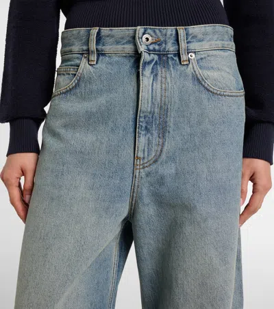 Loewe Anagram Barrel-leg Jeans In Blue