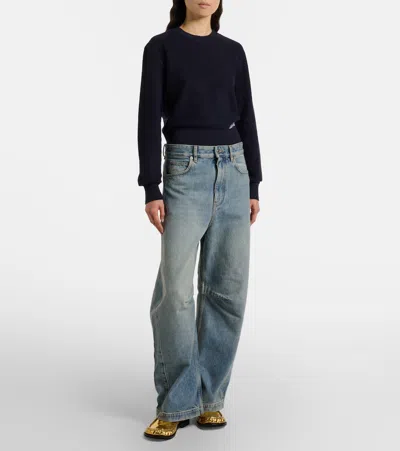 Loewe Anagram Barrel-leg Jeans In Blue