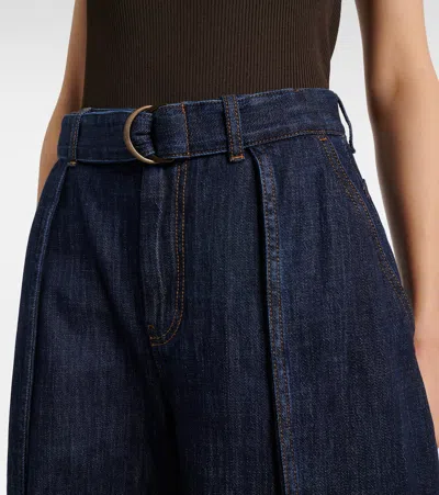Loewe Belted High-rise Wide-leg Jeans In Blue