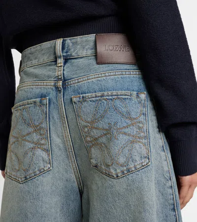 Loewe Anagram Barrel-leg Jeans In Blue
