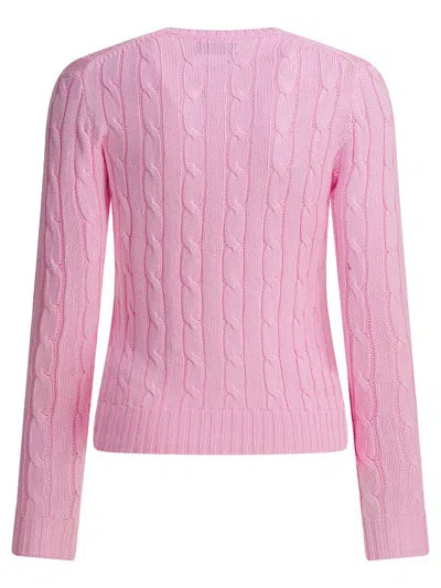 Polo Ralph Lauren Crew-neck Cable-knit Sweater With Logo Knitwear Pink In Pink