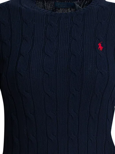 Polo Ralph Lauren Crew-neck Cable-knit Sweater With Logo Knitwear Blue In Blue