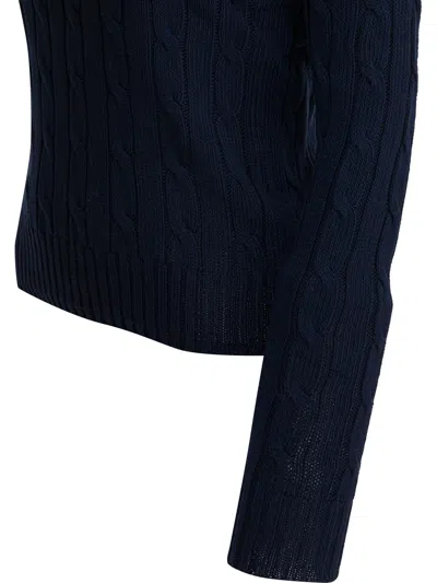 Polo Ralph Lauren Crew-neck Cable-knit Sweater With Logo Knitwear Blue In Blue