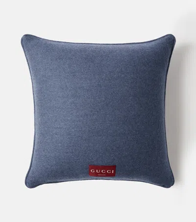 Gucci Gg Jacquard Wool And Cashmere Cushion In Blue