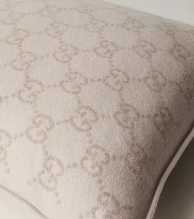 Gucci Gg Jacquard Wool And Cashmere Cushion In White