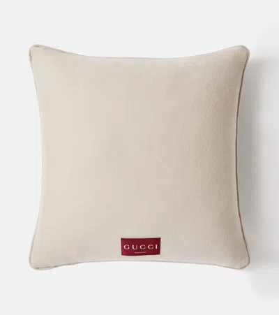 Gucci Gg Jacquard Wool And Cashmere Cushion In White