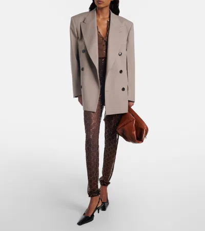 Gucci Ribbed-knit Cotton Henley Shirt In Brown