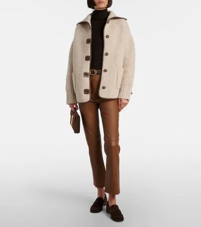 Joseph Cropped Leather Bootcut Pants In Brown