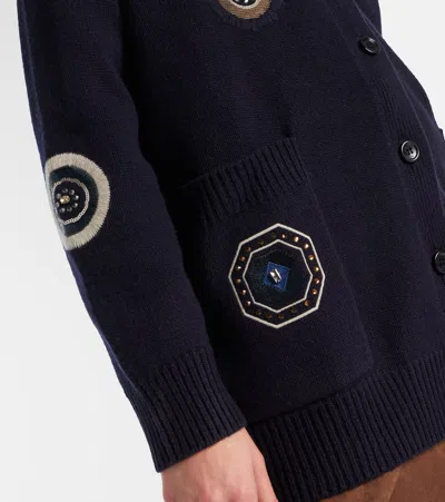 Max Mara Knitwear Longline Design Embroidered Patch Pockets In Blue