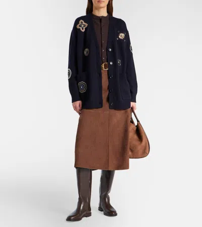 Max Mara Knitwear Longline Design Embroidered Patch Pockets In Blue