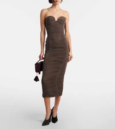 Magda Butrym Sweetheart Bustier Dress In Brown