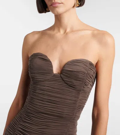 Magda Butrym Sweetheart Bustier Dress In Brown