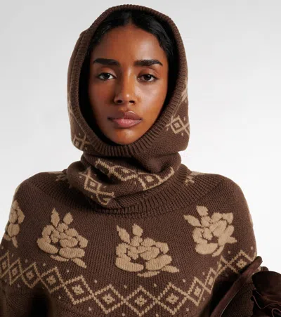 Magda Butrym Argyle Wool Hood In Brown