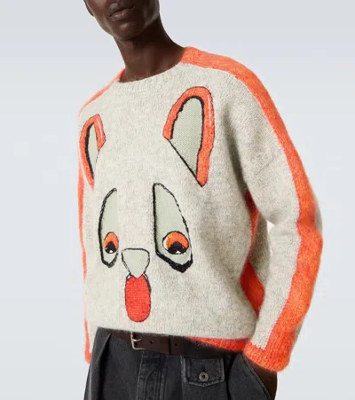 Loewe X Louis Wain Intarsia Wool-blend Sweater In White