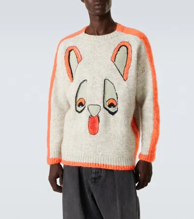 Loewe X Louis Wain Intarsia Wool-blend Sweater In White