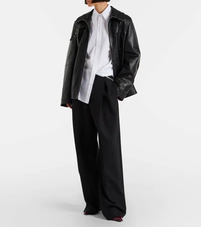 Sportmax Pleated Low-rise Wide-leg Pants In Black