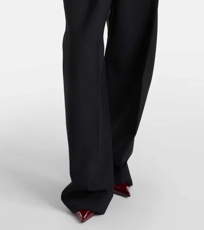 Sportmax Pleated Low-rise Wide-leg Pants In Black