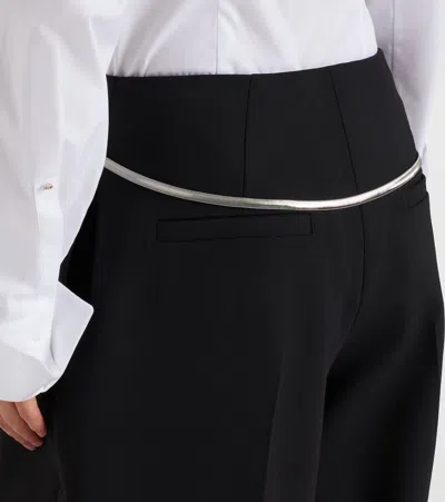 Sportmax Pleated Low-rise Wide-leg Pants In Black