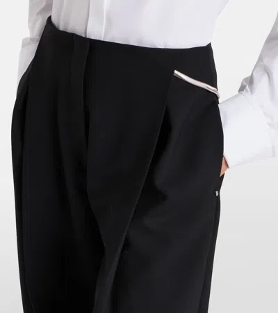 Sportmax Pleated Low-rise Wide-leg Pants In Black