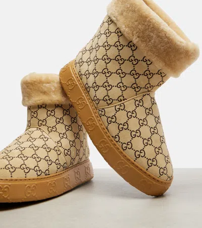 Gucci Gg Suede Ankle Boots In Brown