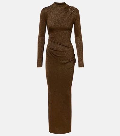 Roland Mouret Knitted Lamé Maxi Dress In Green