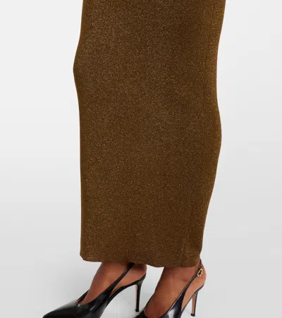 Roland Mouret Knitted Lamé Maxi Dress In Green