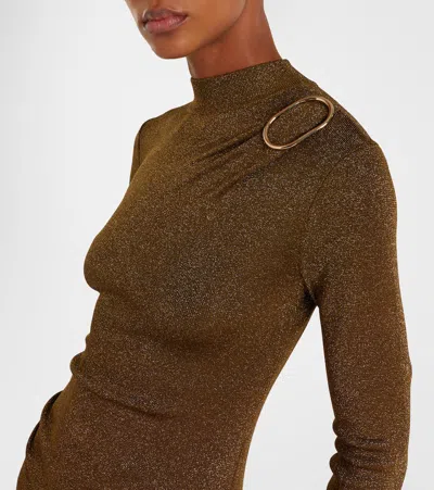 Roland Mouret Knitted Lamé Maxi Dress In Green