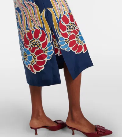 La Doublej The Kaftan Multicolor Silk Kaftan With V Neck And All-over Floral Print Woman In White