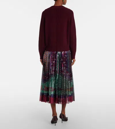 La Doublej Accordian Pleated Sequined Midi Skirt In Multi