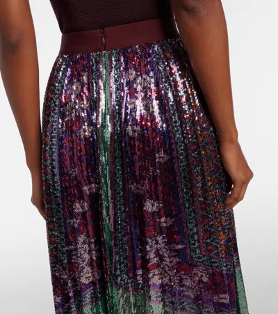 La Doublej Accordian Pleated Sequined Midi Skirt In Multi