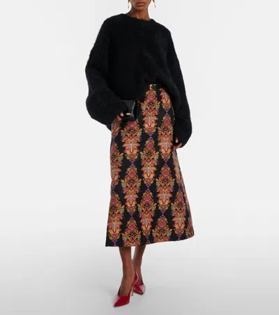 La Doublej Cornucopia Wool-blend Midi Skirt In Multi