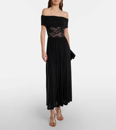 Zimmermann Rebellion Off-shoulder Jersey Maxi Dress In Black