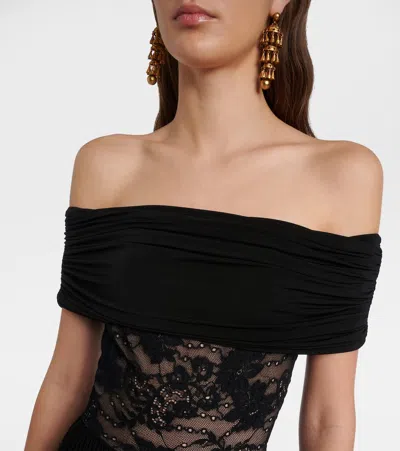 Zimmermann Rebellion Off-shoulder Jersey Maxi Dress In Black