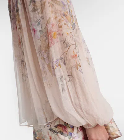 Zimmermann 'rebellion' Multicolor Blouse With Bow Detail On The Front And All-over Floral Motif In Viscose Woma