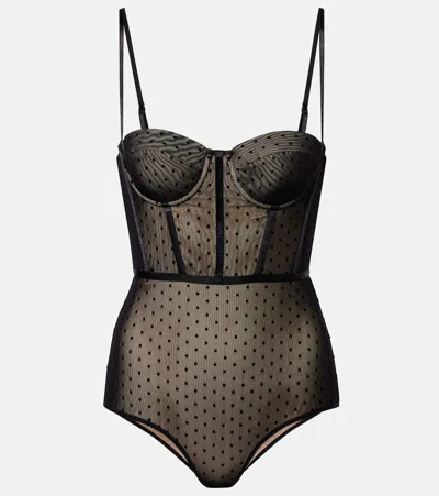 Zimmermann Dot Mesh Bodysuit In Black